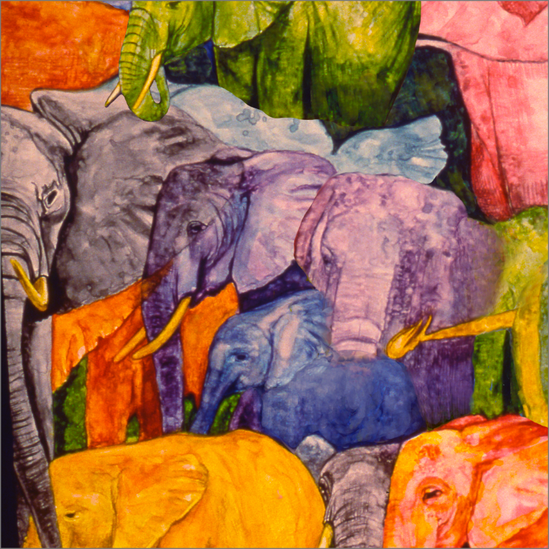 "Elephant Party" giclee prints at DevaArt Studio Gallery.
